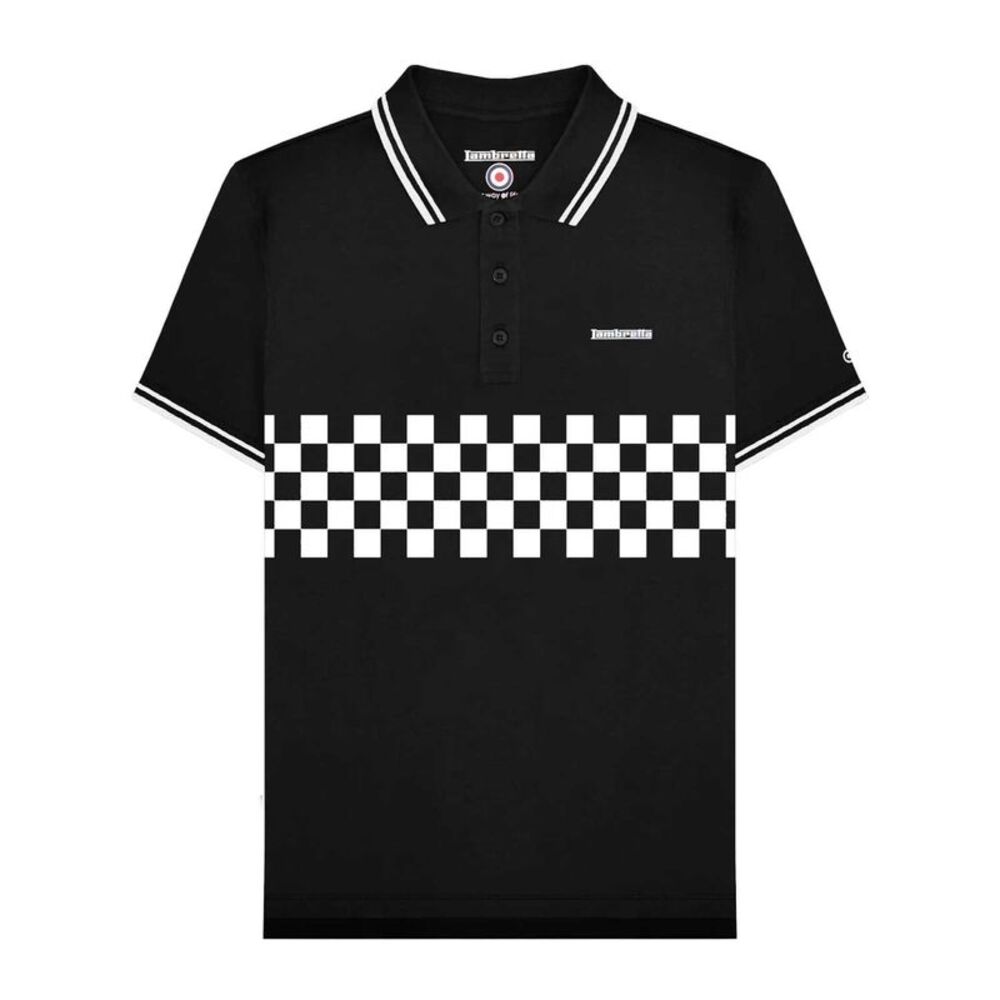 Lambretta Mens SS25 Two Tone Tipped Polo Shirt / Black/White